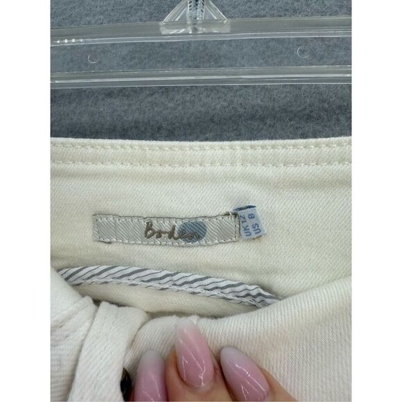 Boden Womens White Stretchy Cotton Pockets Snap Up Denim Mini Skirt Size 8 - Picture 6 of 7